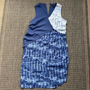 H by Halston Asymmetrical Blue and White Dress